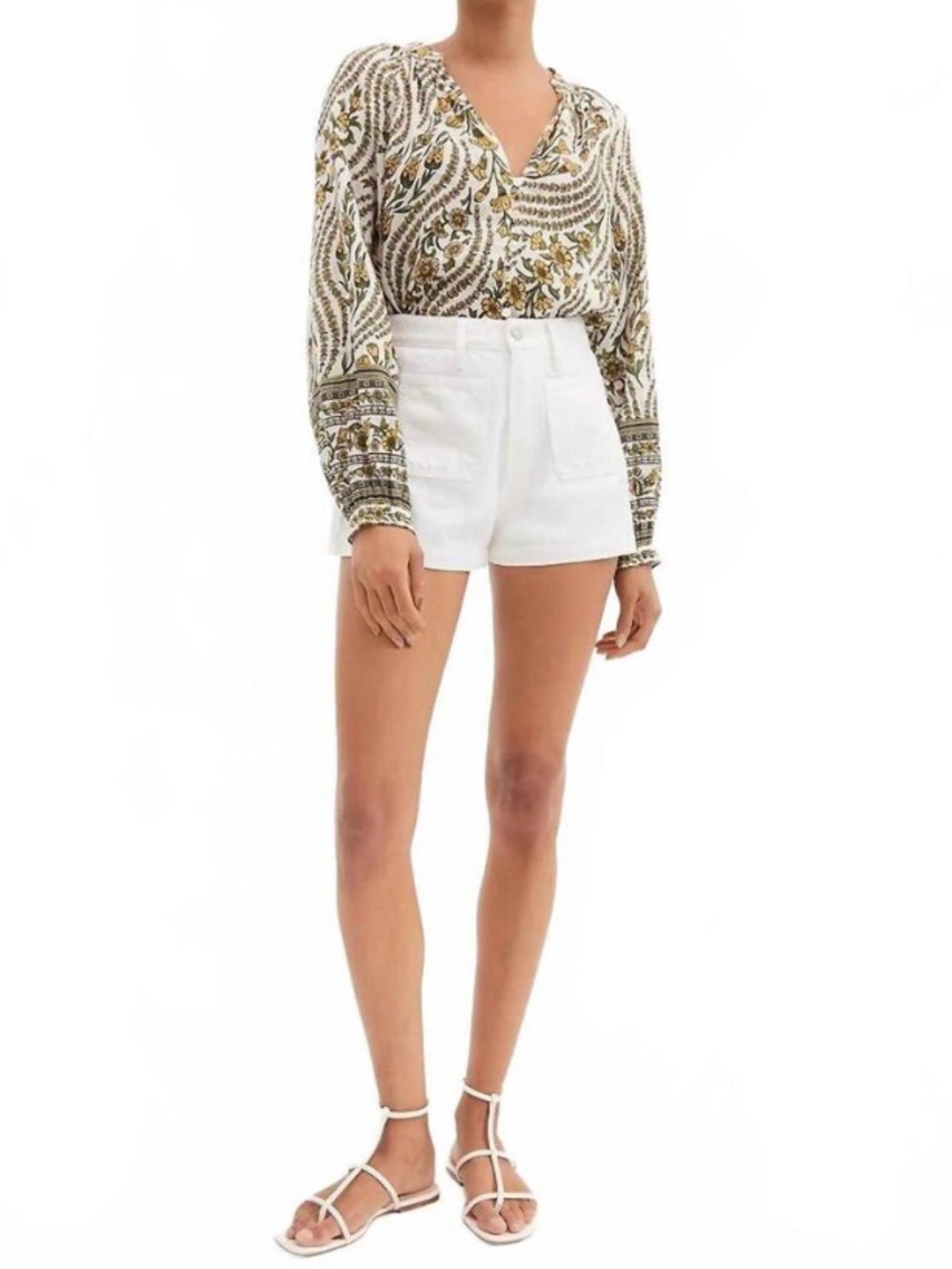 Veronica Beard Timmi Patch Pocket High Rise White Cotton Shorts New Size 26